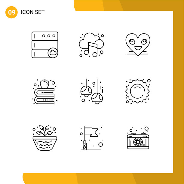 包9个现代轮廓标志和符号图片下载