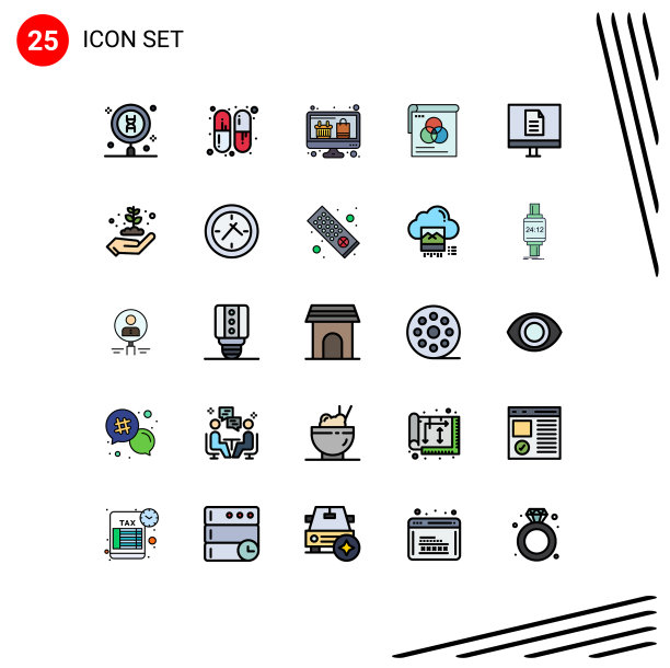 组25现代填充线平面颜色集图片下载