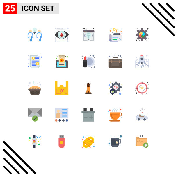 可编辑线包25个简单的平面颜色图片下载