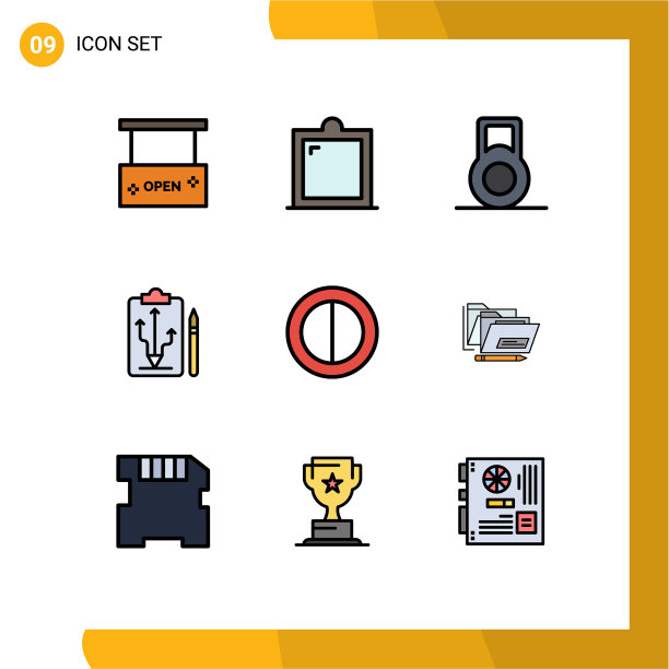 象形图设置9个简单的填充线平色图片下载