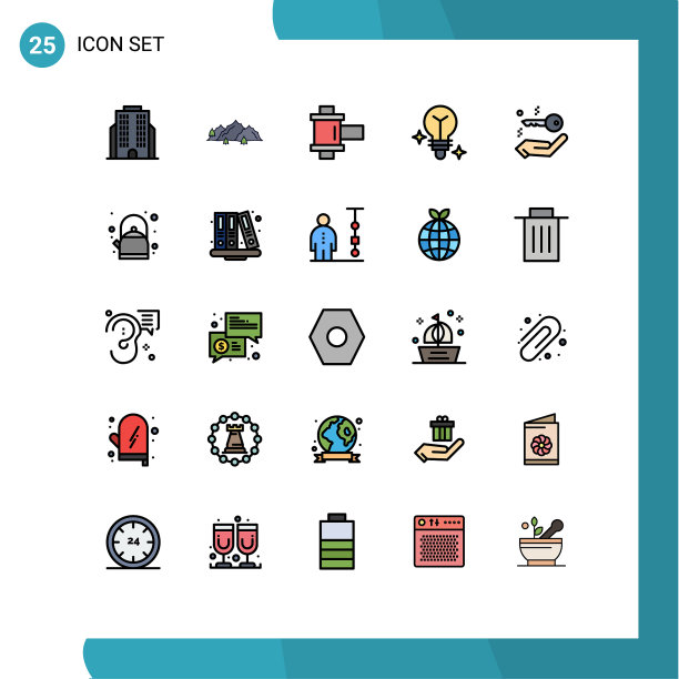 25主题填充线平面颜色和可编辑图片下载