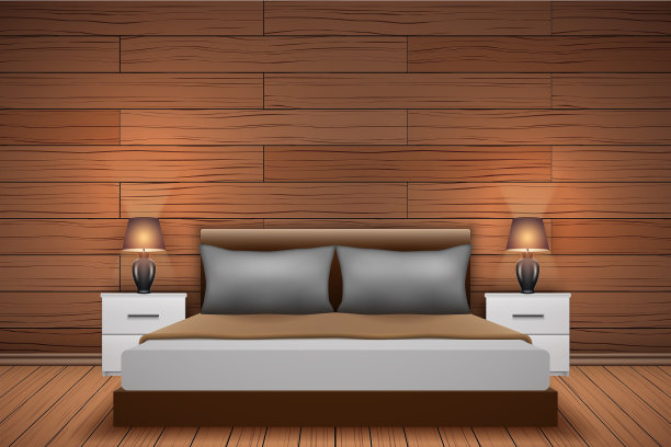 卧室内饰有木镶板图片下载