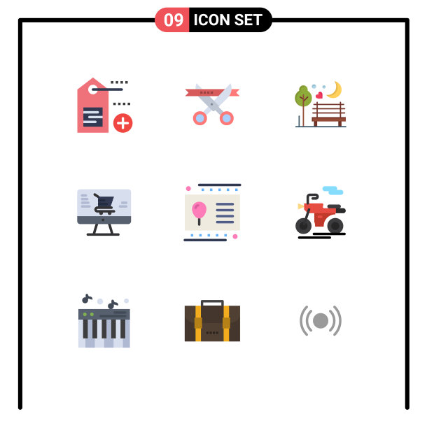 移动界面平面颜色设置9个象形图图片下载