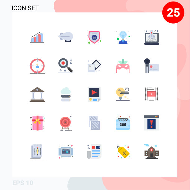 25个主题平色和可编辑的符号图片下载