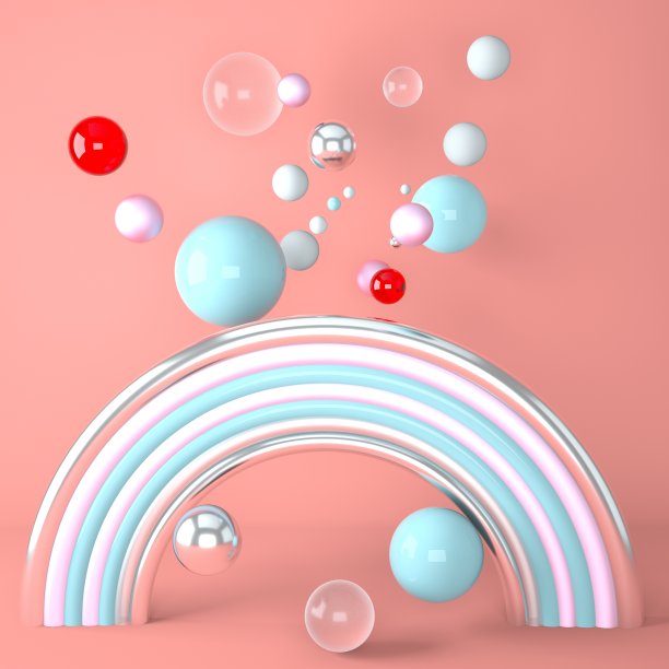 一个彩色的球彩虹的3d渲染图片下载