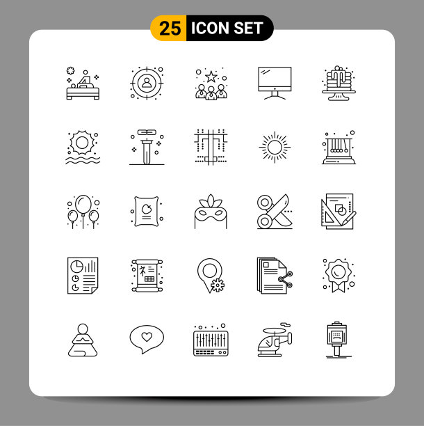 象形图设置25个简单线条烘焙imac图片下载