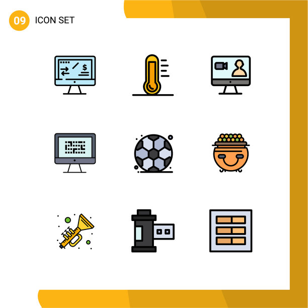 象形图设置9个简单的填充线平色图片下载