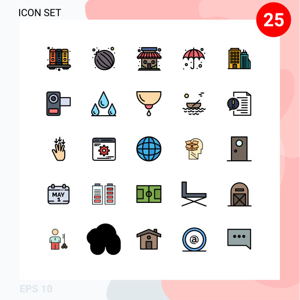 为卷筒纸设置25种通用填充线平面颜色图片下载