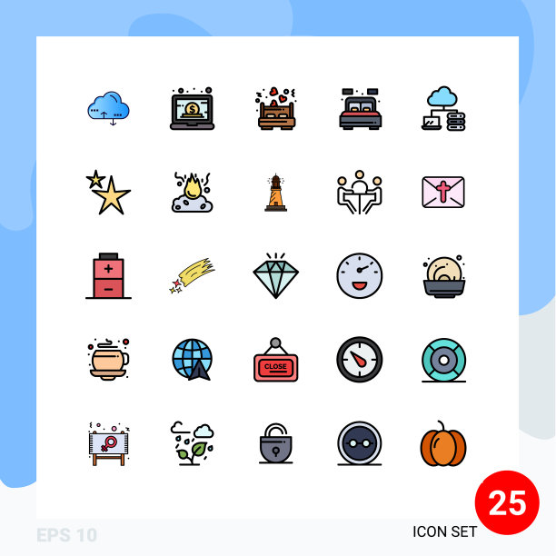 为云设置25个现代UI图标符号图片下载