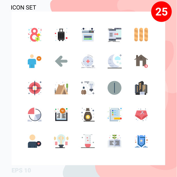 移动界面平色设25个象形图图片下载