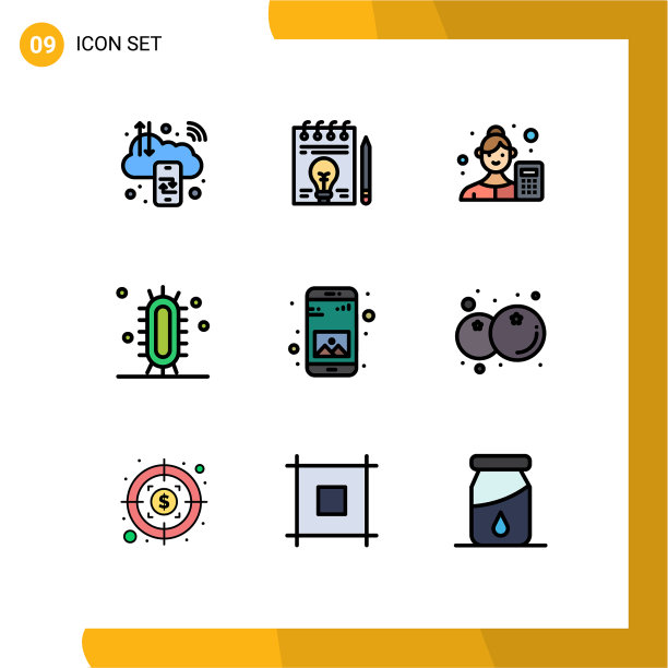 象形图设置9个简单的填充线平色图片下载