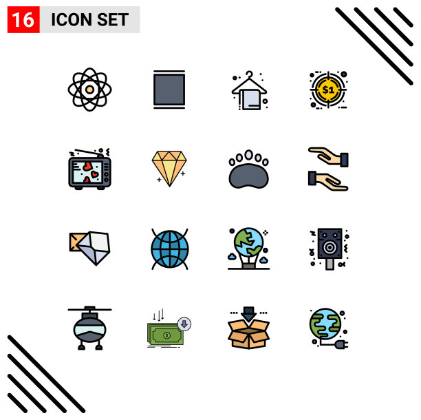 可编辑线包16简单的平面颜色填充图片下载