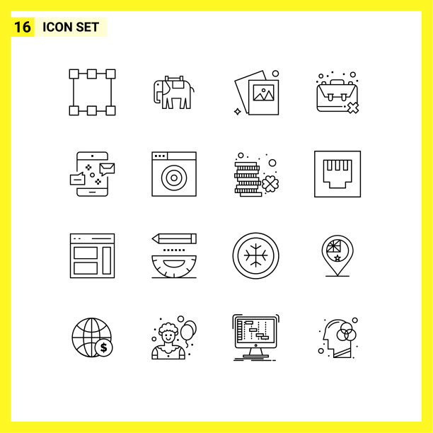 可编辑的行包16个简单的大纲电子邮件图片下载