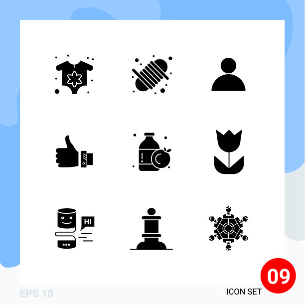 在网格上设置9个实字形为橙色拇指图片下载