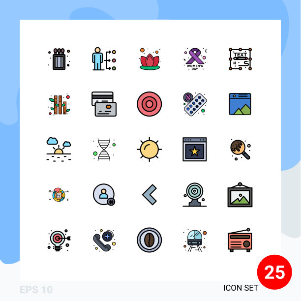 用户界面包25基本填充线平图片下载