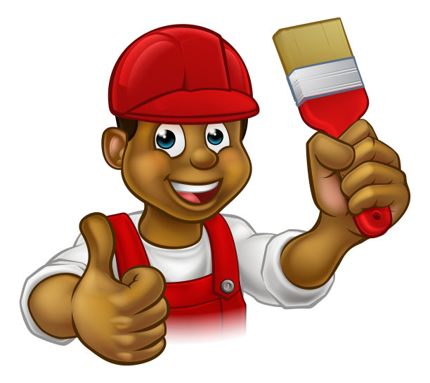 油漆工、装饰工、勤杂工、卡通人图片下载