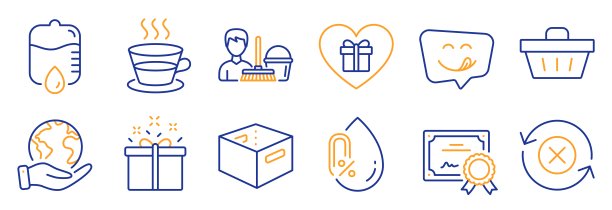 一套商业图标，如拒绝刷新，购物篮，浪漫礼物。向量图片下载