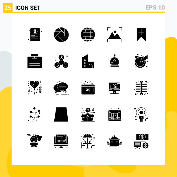 象形文字设置25个简单的实字形标签图片下载