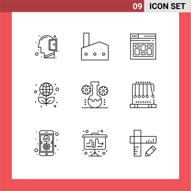 可编辑的线包9简单的轮廓熊图片下载