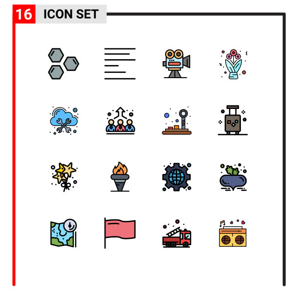 16主题平色填充线条和可编辑图片下载