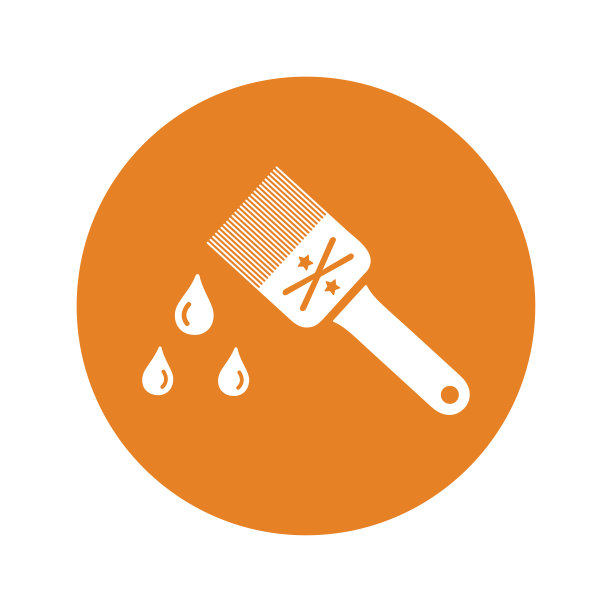 艺术，画画笔图标。橙色矢量在孤立的白色背景图片下载