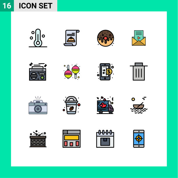 包16条创意平色填充线条图片下载