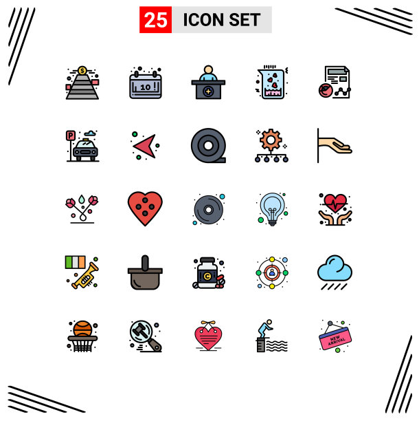 为卷筒纸设置25种通用填充线平面颜色图片下载