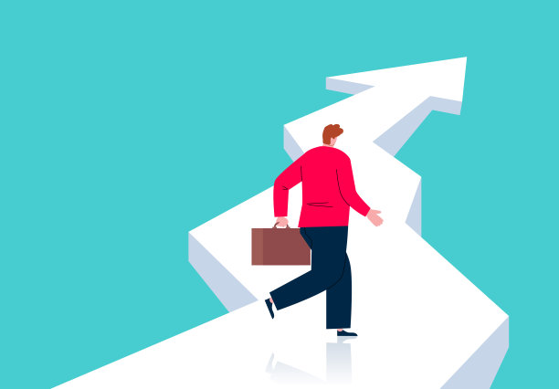 事业的概念和商业的发展，商人顺着增长的箭头向上走图片下载