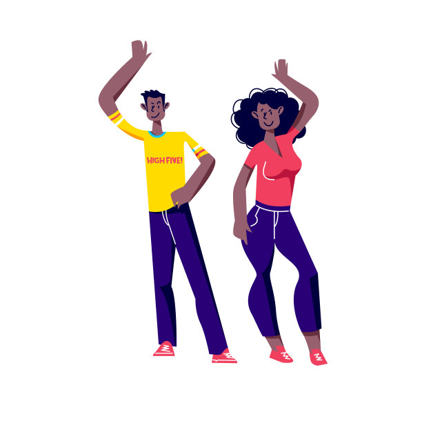 男人和女人互相击掌。一对非洲裔美国人朋友在打招呼素材图片