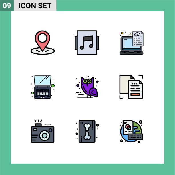 包装9个现代填充线和平色标志图片下载