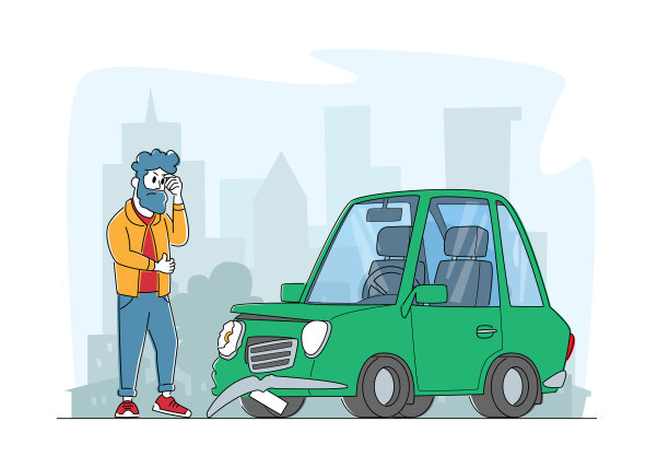 道路交通事故不满的司机站在路边与损坏的汽车城市交通图片下载
