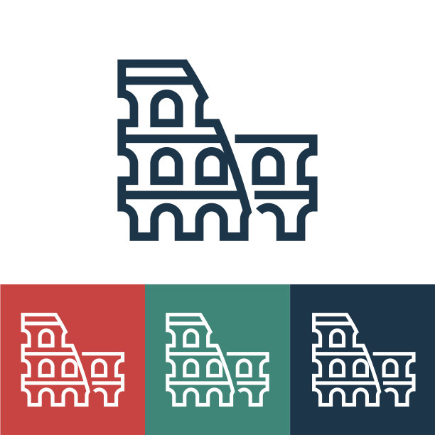 线性矢量图标与废弃的竞技场图片下载