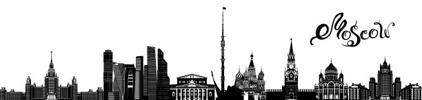 莫斯科建筑的剪影矢量插图图片下载