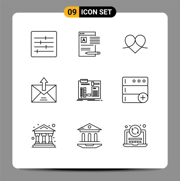 第九组勾勒出发送的标志和符号图片下载