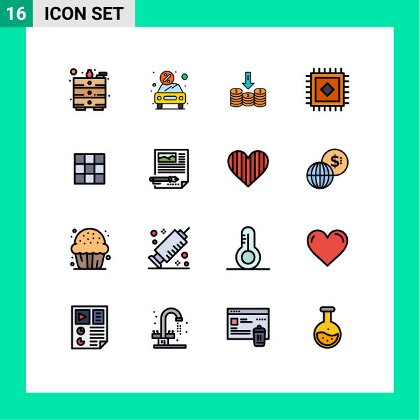 包16条创意平色填充线条图片下载