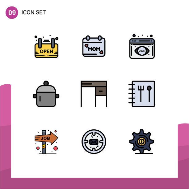 9主题填充线平色和可编辑图片下载