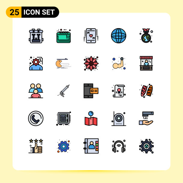 象形文字设置25条简单填充线平图片下载