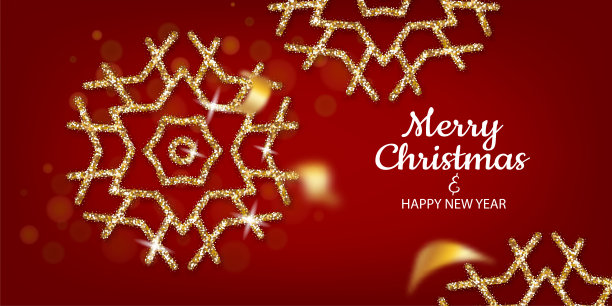 圣诞五彩纸屑丰富的闪光传单金色的雪花图片下载