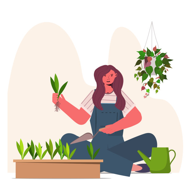 妇女在盆栽中种植室内植物，家庭主妇照顾她的植物图片下载