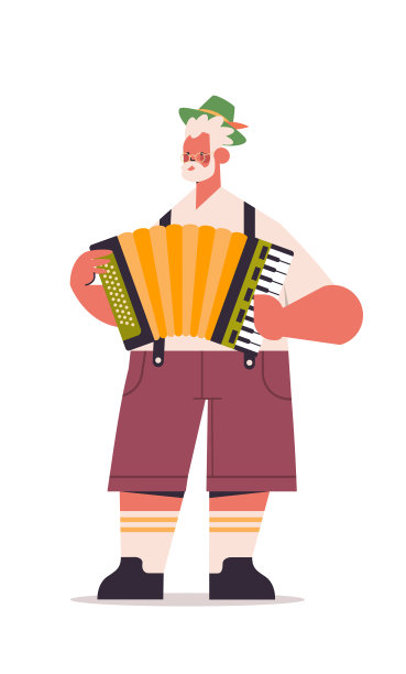 音乐家演奏手风琴在最大的民间节日上表演音乐啤酒节派对概念图片下载