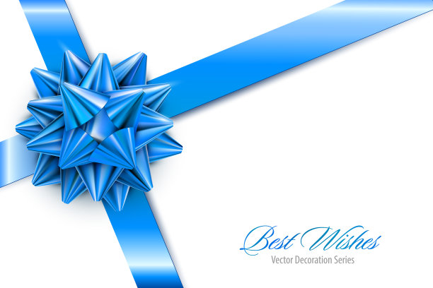 向量蓝色现实蝴蝶结丝带孤立的白色背景图片下载