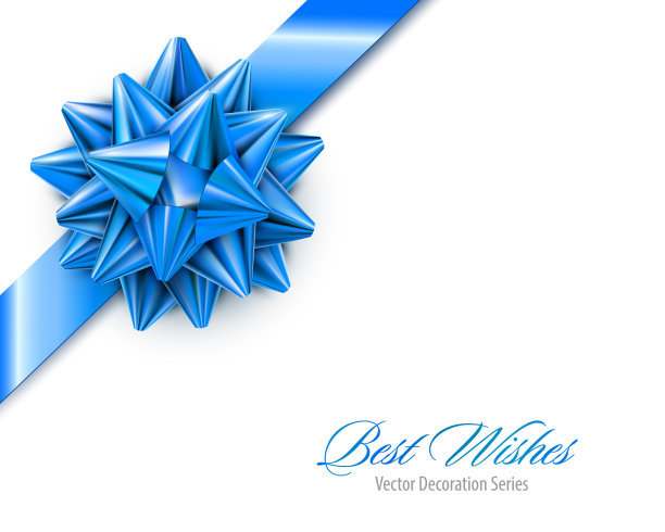 向量蓝色现实蝴蝶结丝带孤立的白色背景图片下载