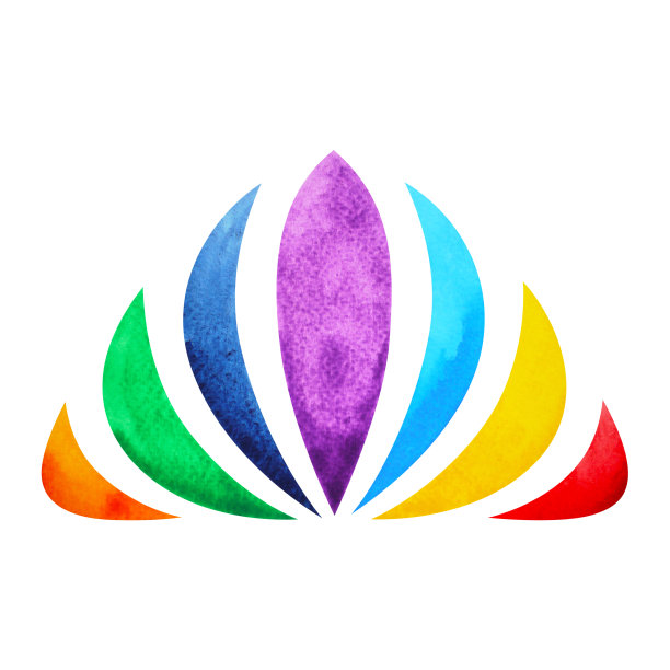 色彩脉轮符号概念，花卉花卉，水彩画手绘图标，插画设计标志图片下载