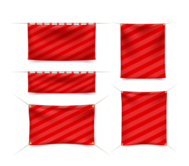 一套现实的旗帜与折叠图片下载