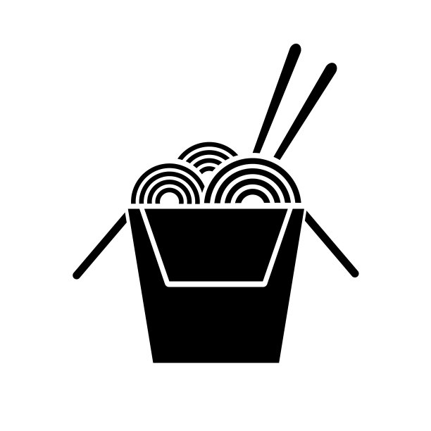 碗面上有一双筷子，面条图标，标志孤立在白色背景上图片下载