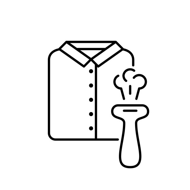 男式衬衫和带热空气的便携式蒸笼。线性图标图片下载