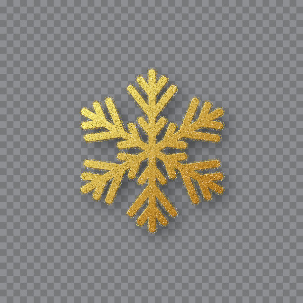 闪闪发光的金色的雪花。图片下载