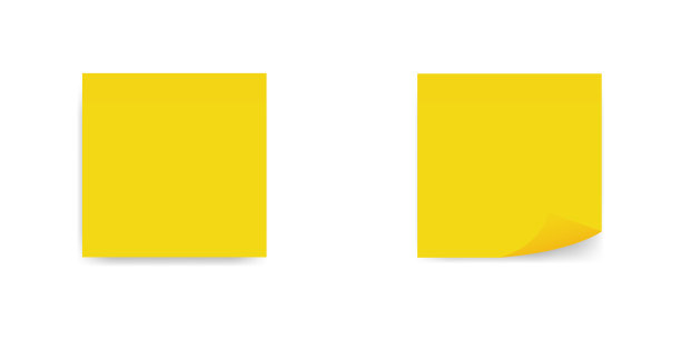 白色背景上的黄色便利贴。真实设置的便签，矢量图标。一堆黄色的便条纸。图片下载