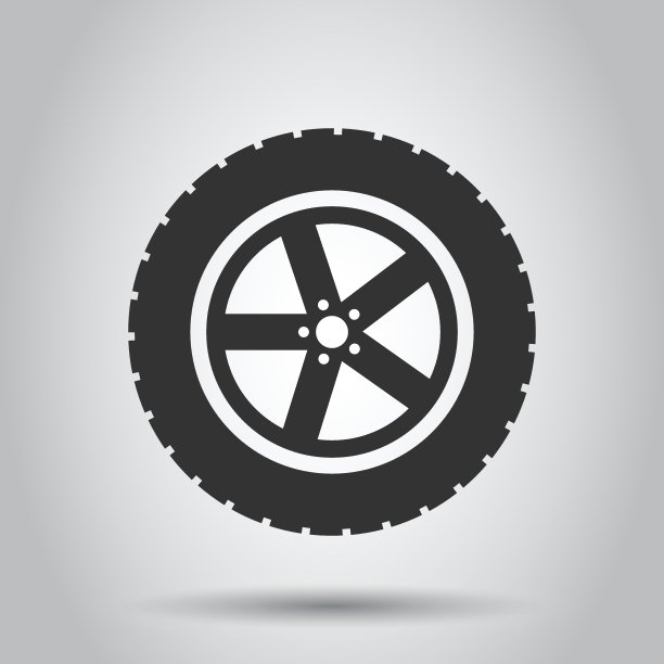 汽车车轮图标在平面风格。车辆部分矢量插图上的白色孤立背景。轮胎业务的概念。图片下载