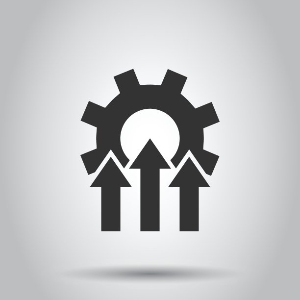 改善图标在平面风格。齿轮项目矢量插图在白色孤立的背景。生产力的经营理念。图片下载